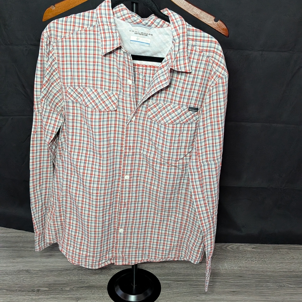 Columbia Red and White Plaid Men's Shirt